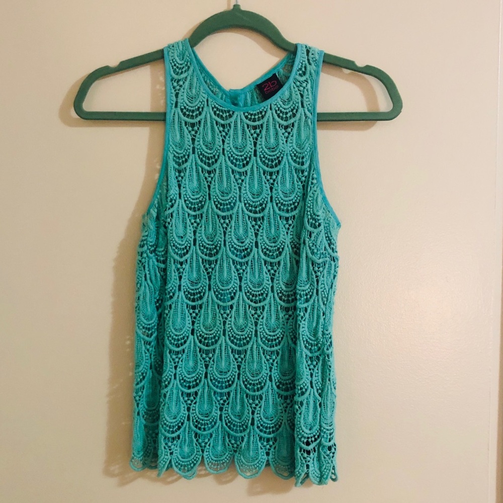 2B Bebe turquoise sleeveless blouse